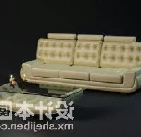 Beige Leather Sofa Combination 3d model