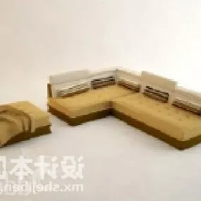 Multi Seaters Sectional Sofa Yellow Fabric 3d model