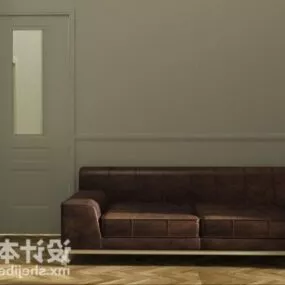 Double Sofa Brown Velvet 3d model