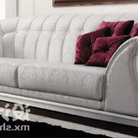 Living Room Sofa White Fabric 3d model