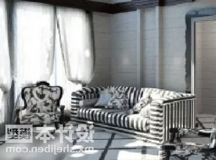 Combine Sofa Chair Strip Pattern 3d model Combine Sofa Chair Strip Pattern 3d model