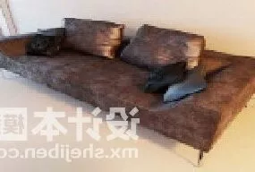 Living Room Sofa Brown Velvet 3d model