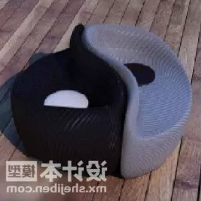 Living Room Round Sofa Stylized 3d model