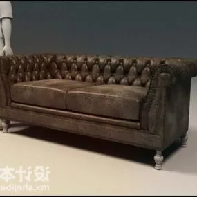 Living Room Sofa Chesterfield Velvet 3d model