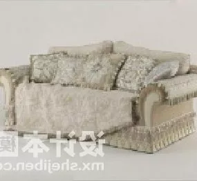 Living Room Antique Fabric Sofa 3d model