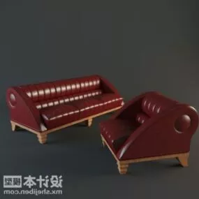 Antique Leather Sofa Combination 3d model