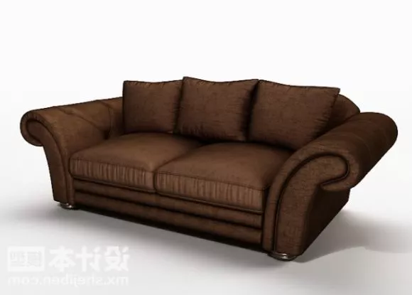 Living Room Brown Classic Sofa 3d model Living Room Brown Classic Sofa 3d model