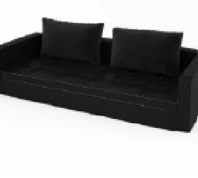 Living Room Sofa Black Leather V1 3d model