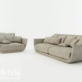 Grey Sofa Armchair Combination 3d model