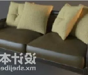 Leather Living Room Sofa With Cushion 3d model