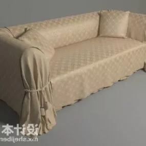 Antique Living Room Sofa With Cover 3d model