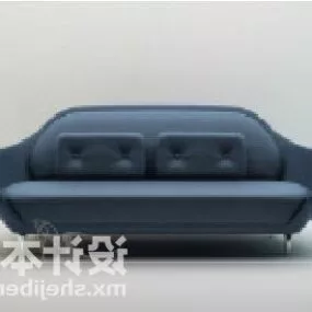 Blue Leather Modern Living Room Sofa 3d model