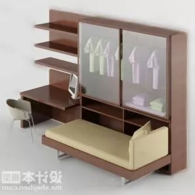 Wardrobe With Sofa Combine Furniture 3d model