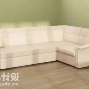 White Multi Seaters Sofa L Shaped 3d model