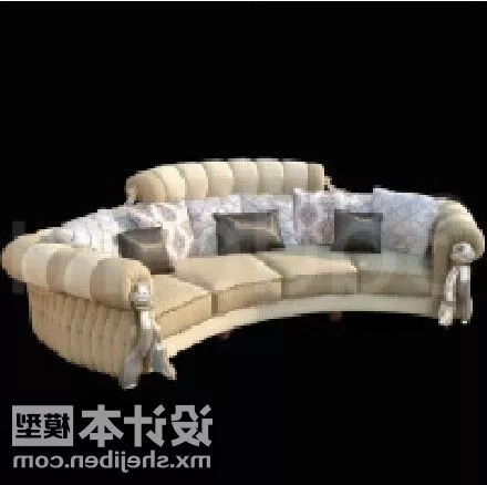 Curved Antique Multi Seaters Sofa 3d model Curved Antique Multi Seaters Sofa 3d model