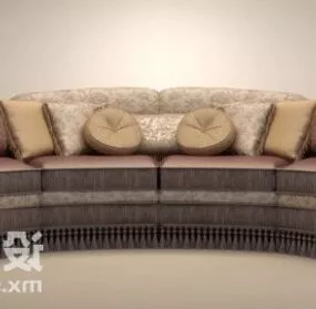 Retro Brown Multi Seaters Sofa 3d model