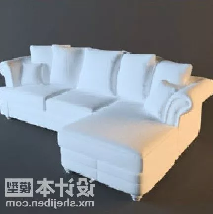 Multi Seaters Style White Sectional Sofa 3d model Multi Seaters Style White Sectional Sofa 3d model