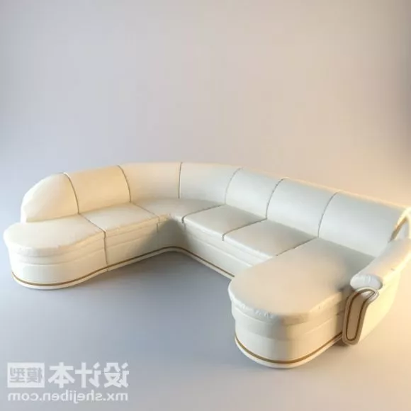 Multi Seaters Sofa Beige Leather 3d model Multi Seaters Sofa Beige Leather 3d model