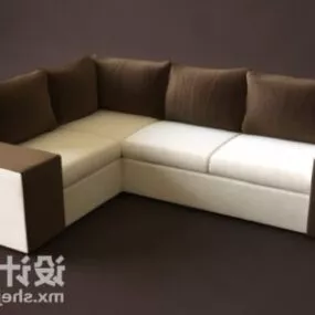 Corner Style Multi Seaters Brown Sofa 3d model