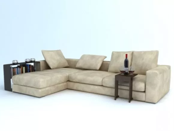 Corner Sofa Beige Fabric 3d model Corner Sofa Beige Fabric 3d model