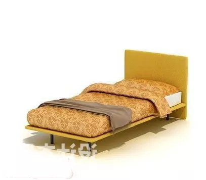 Yellow Fabric Single Bed 3d model Yellow Fabric Single Bed 3d model