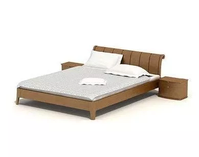 Double Bed Simple Wooden Style 3d model Double Bed Simple Wooden Style 3d model