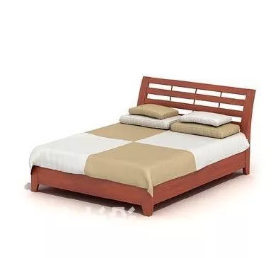 Hotel Common Wooden Double Bed 3d model Hotel Common Wooden Double Bed 3d model