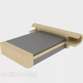 Modern Style Double Bed Wood Frame 3d model