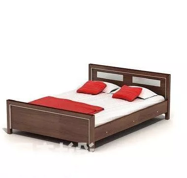 Hotel Double Bed Wood Frame V1 3d model Hotel Double Bed Wood Frame V1 3d model