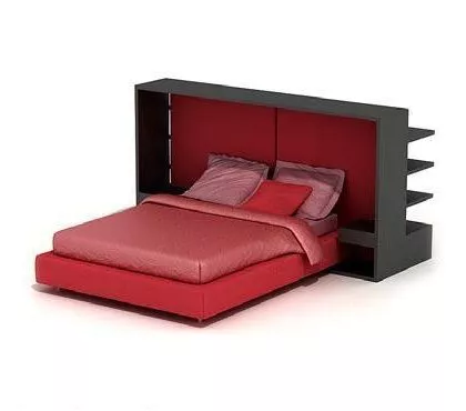 Double Bed Red Mattress 3d model Double Bed Red Mattress 3d model