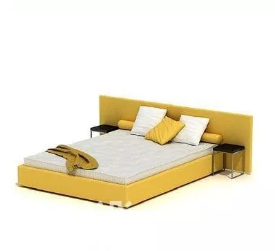 Yellow Double Bed With Nightstand 3d model Yellow Double Bed With Nightstand 3d model