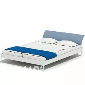 White Double Bed Modern Style 3d model