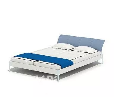 White Double Bed Modern Style 3d model White Double Bed Modern Style 3d model