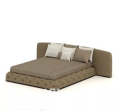 Brown Double Bed With Pillow 3d model Brown Double Bed With Pillow 3d model