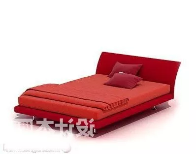 Double Bed Red Color V1 3d model Double Bed Red Color V1 3d model
