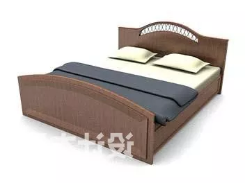 Brown Wood Double Bed V1 3d model Brown Wood Double Bed V1 3d model