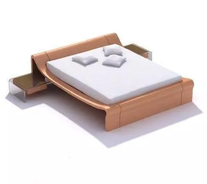 Modern Double Bed Wood Frame 3d model Modern Double Bed Wood Frame 3d model