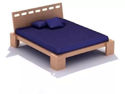 Double Bed Wooden Base 3d model Double Bed Wooden Base 3d model