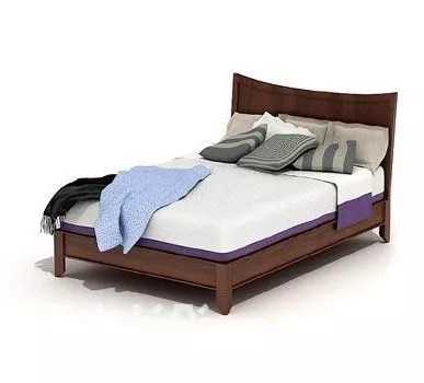 Dark Wood Double Bed 3d model Dark Wood Double Bed 3d model