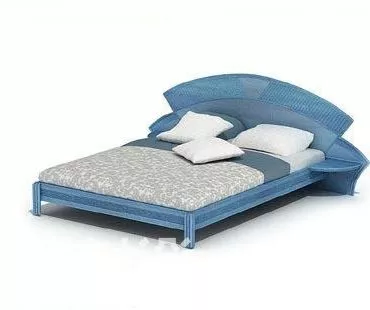 Blue Color Double Bed 3d model Blue Color Double Bed 3d model