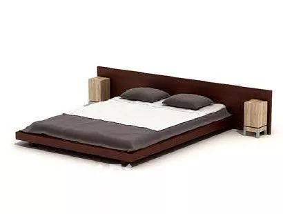 Double Bed Brown Upholstery 3d model Double Bed Brown Upholstery 3d model