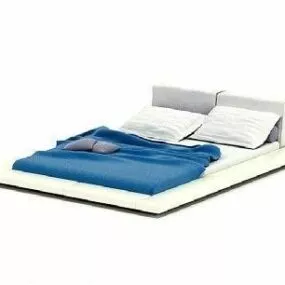 White Upholstery Double Bed 3d model