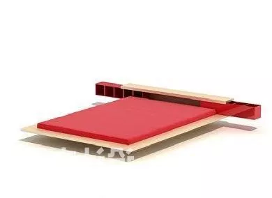 Red Double Bed Minimalist 3d model Red Double Bed Minimalist 3d model