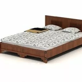 Modern Double Bed Brown Wood 3d model