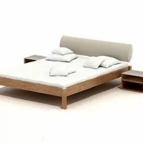 Simple Double Bed Modern Furniture 3d model
