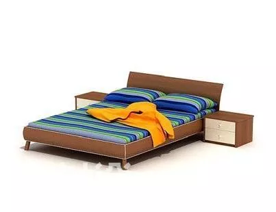 Modern Double Bed Color Mattress 3d model Modern Double Bed Color Mattress 3d model
