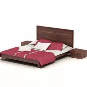 Double Bed Hotel Furniture 3d model