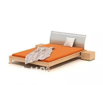 Double Bed Yellow Mattress 3d model Double Bed Yellow Mattress 3d model