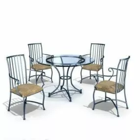 Iron Table And Iron Chair Set 3d model