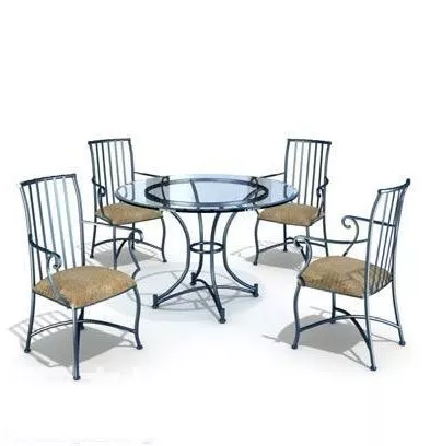 Iron Table And Iron Chair Set 3d model Iron Table And Iron Chair Set 3d model